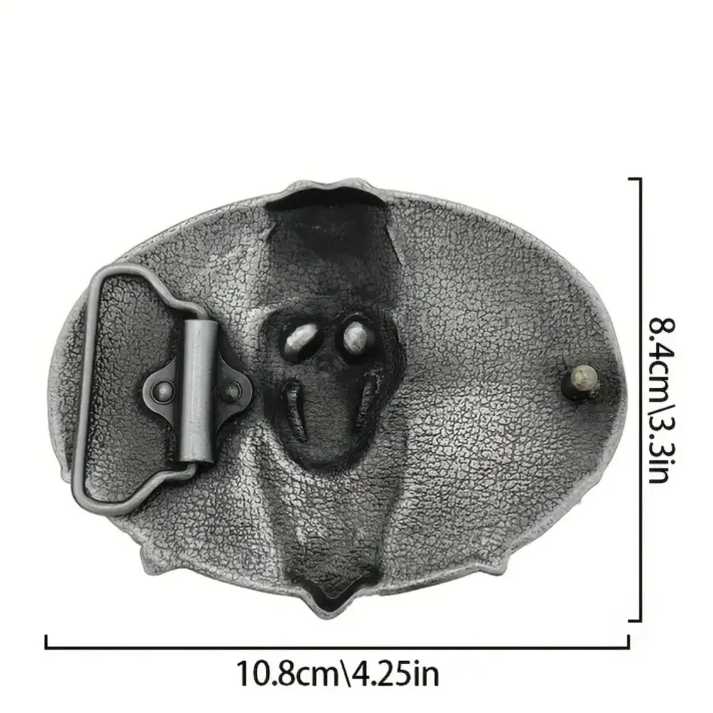💀🐍 New Silver & Blue Cowboy Skull Belt Buckle – Snake Western Outlaw, T3MISB6C